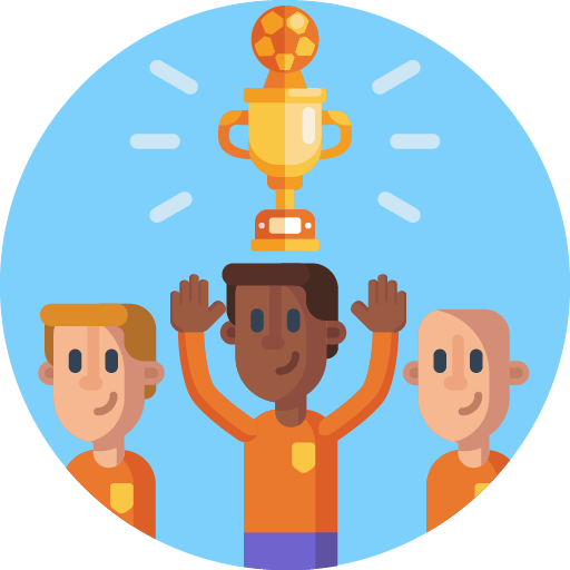 Winners with award on podium vector image